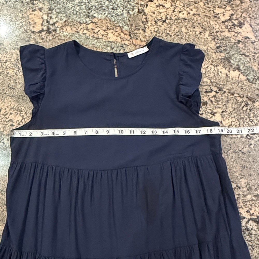 Chic Navy Ruffle Sleeve Dress - Picture 4 of 4
